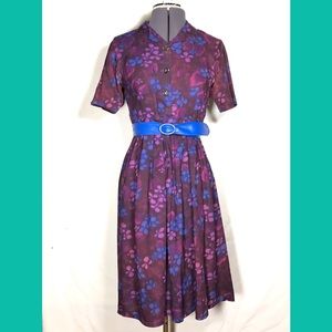 Vintage 1950s Purple Cotton Shirtwaist Dress